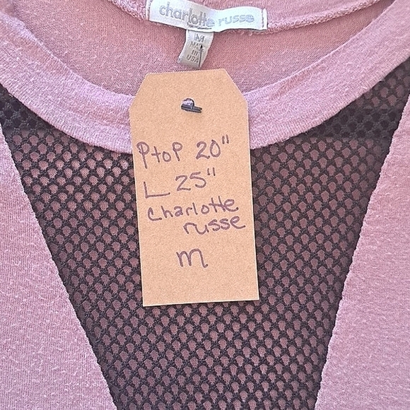 Charlotte Russe Pink Distressed Short Sleeve Tee - Picture 3 of 4